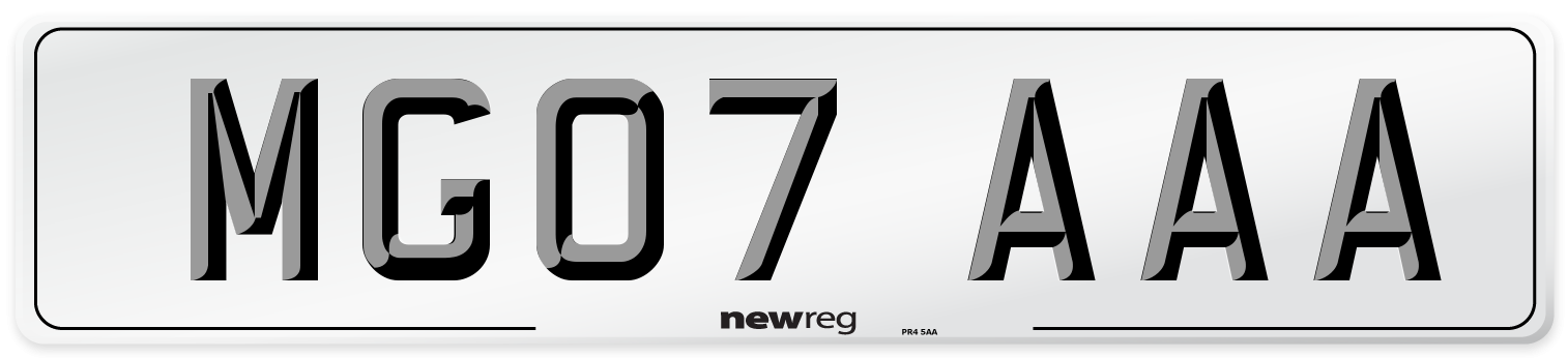 MG07 AAA Number Plate from New Reg